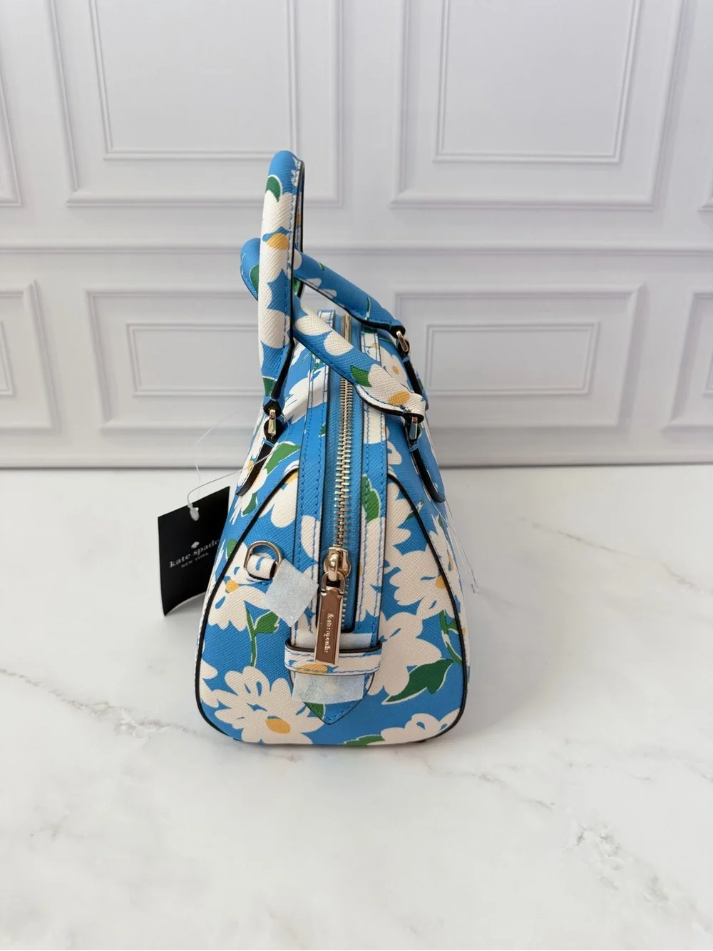 Kate Spade Madison Charming Daisy Duffle Crossbody Bag Blue Floral NWT $349